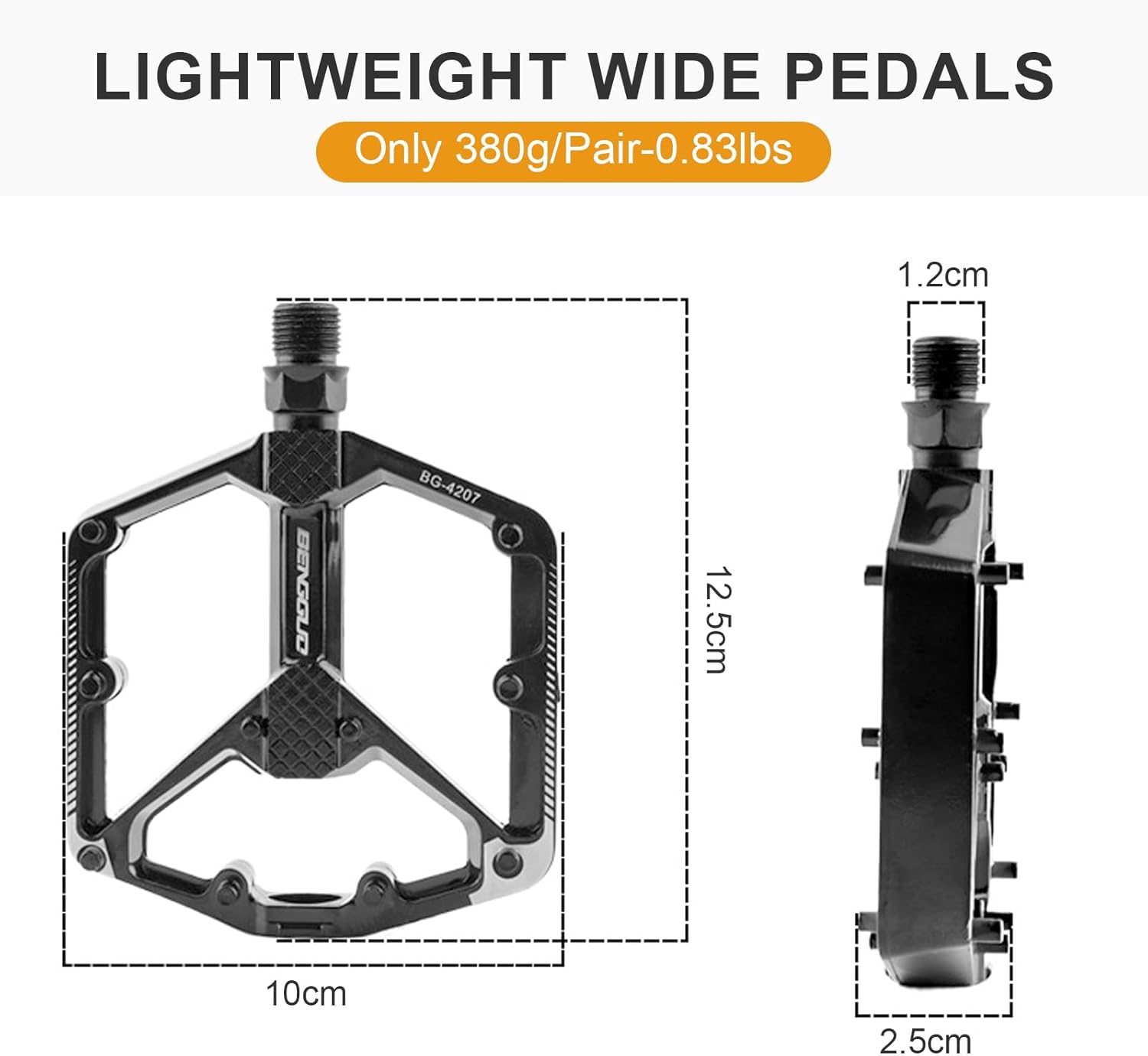 Mountain Bike Pedals, 4 Bearings Bicycle Pedals, Aluminum Alloy Bicycle Pedals, Road Bike Pedals with 20 Anti-Skid Pins, 9/16&rdquo; CNC Bicycle Flat Pedals for Road Mountain BMX MTB Bike image number 1