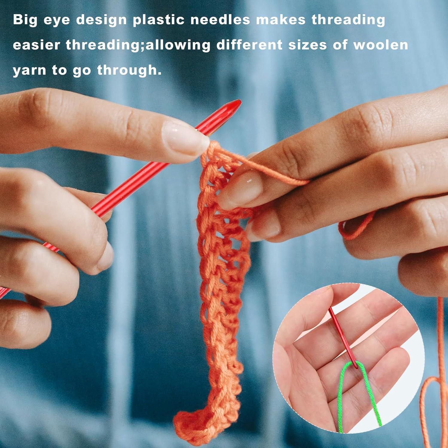 17PCS Yarn Needles Large Eye for Crochet, Crochet Kit with Big Eye Bent for Tapestry & Sewing Needle, Blunt Needles Wool Needles for Embroidery Tapestry Needle,Darning Needles for Yarn,Plastic Needles image number 5