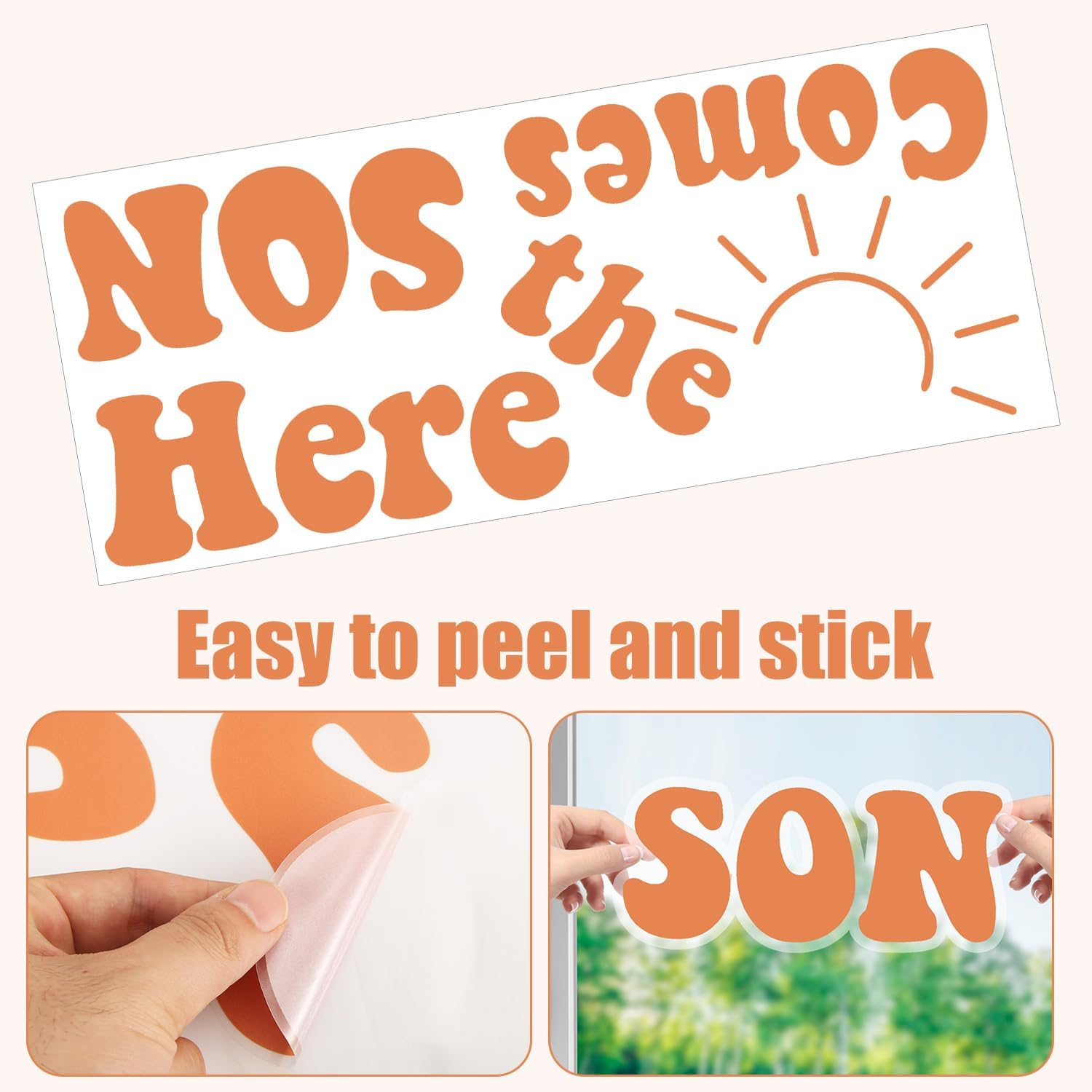 Here Comes the Son Baby Shower Wall Decal, Here Comes the Sun Vinyl Stickers Welcome Little Boy Backdrop Gender Reveal Party Favors Birthday Party Supplies Pregnancy Gift Creative Wall Decoration image number 3