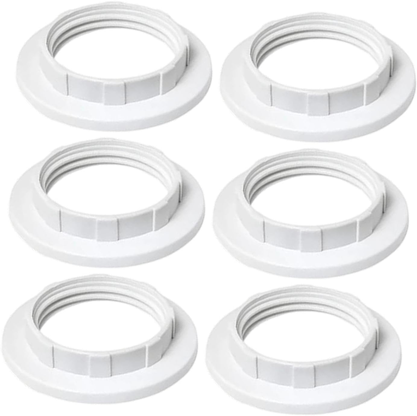 Shengquanhao 6 Pieces E26 E27 Lamp Base Shade Rings Lampshade Rings Thread Reducer Accessories Retaining for Pendant Lights, White PP - White Pp image number 2