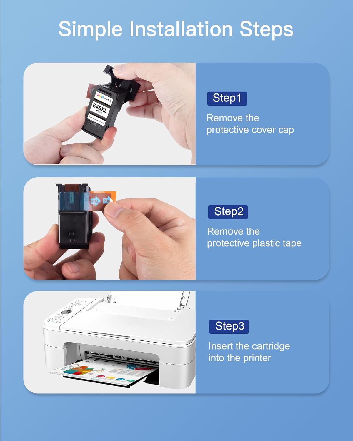 GPC Image Remanufactured 645 XL 646 XL Ink Cartridges Replacement for 645XL 646XL Combo Pack Pg645Xl Black Cl646Xl Color Works for Pixma MG2560 MG2460 MG2960 MG2965 MX496 (1 Black 1 Color) image number 3