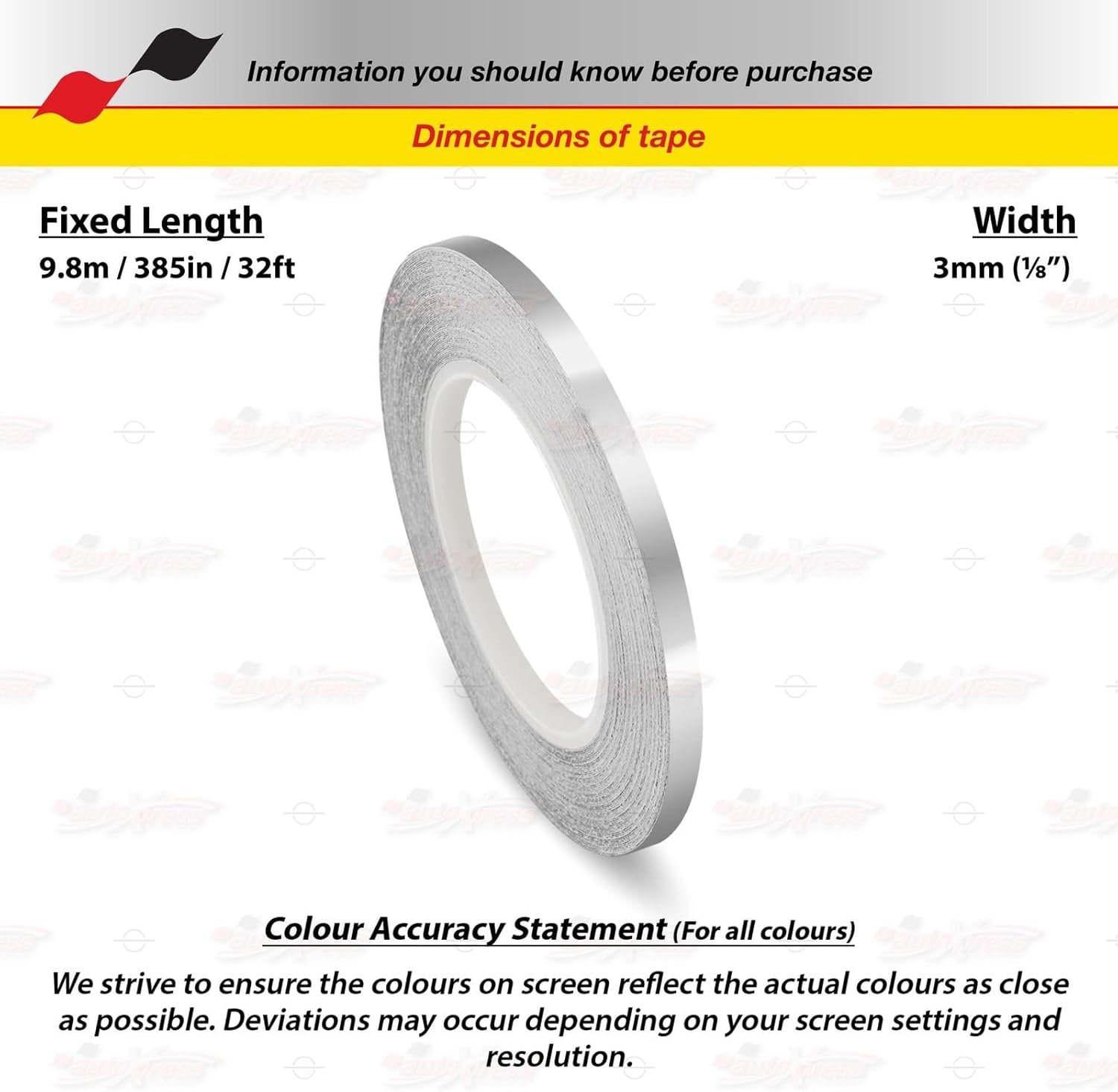 Chrome Silver Self-Adhesive Vinyl Pin Stripe Roll Decal Sticker Tape 9.80M 32Ft - 3Mm | 1/8", Universally Compatible for Cars, Trucks, Vans, Motorcycles, Bikes, Arts & Crafts image number 6