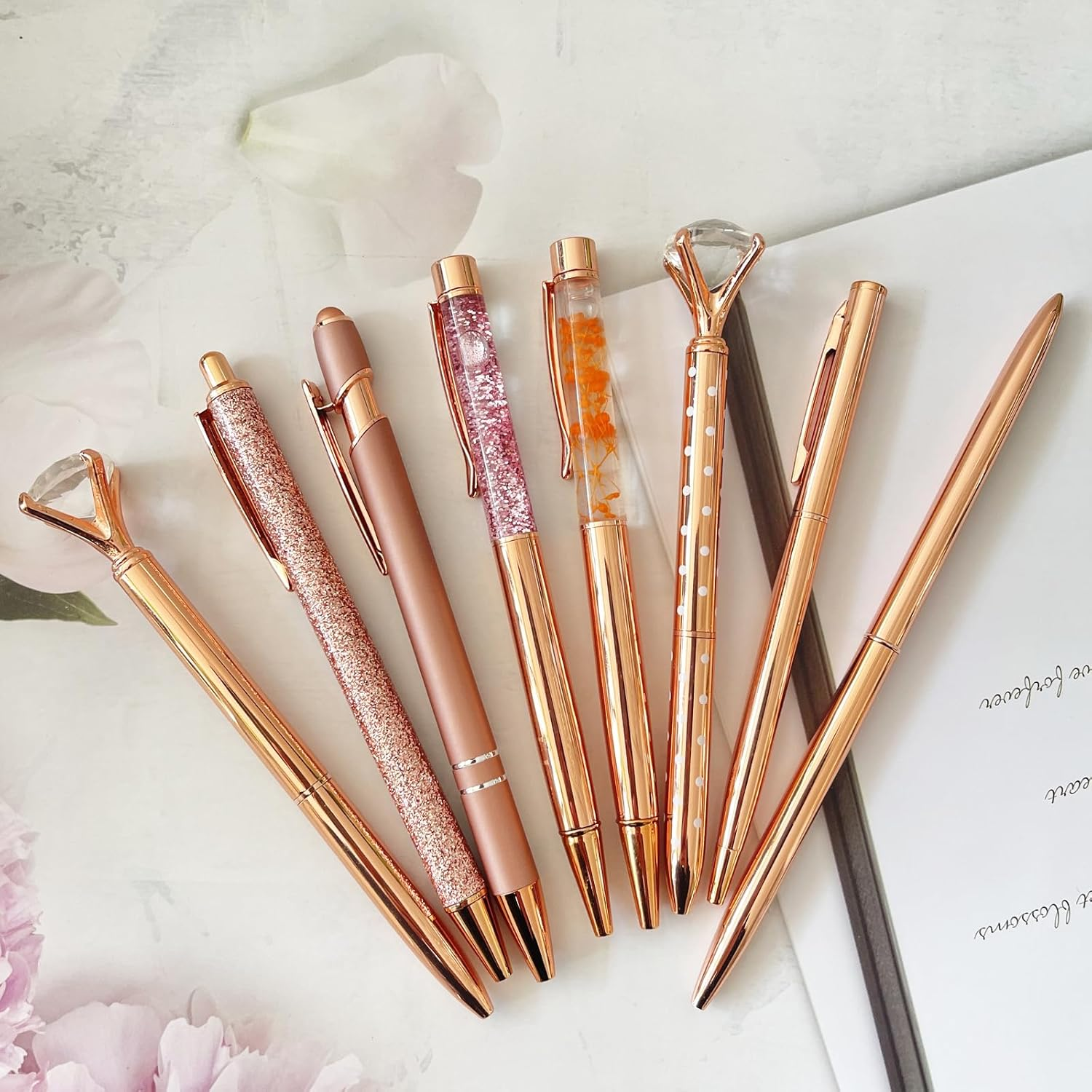 Ballpoint Pen 6 Pcs Set,Metal Pens,Fancy Black Ink,Smooth Writing,Personalized Unique Gifts for Women,Nurses,Teachers,Office Desk Accessories,Journaling,Wedding,School Supplies image number 2