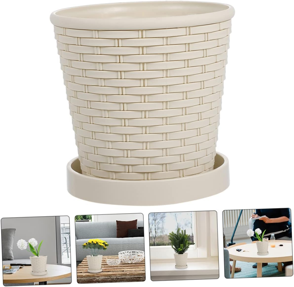 Outanaya Resin Flowerpot Plant Pot Indoor Outdoor for Gardening Vegetable Growing Pot Drainage Planter Box for Plants Decor image number 2