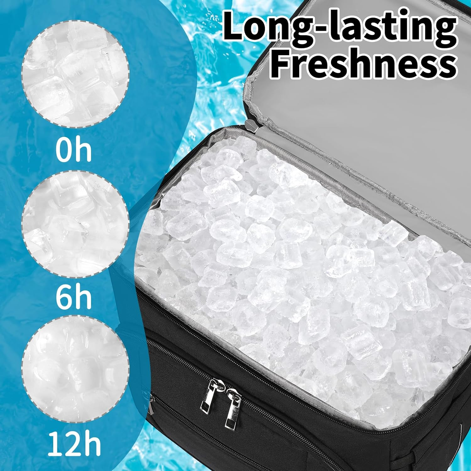 Cooler Backpack,30 Cans Insulated Backpack Cooler Leakproof Double Deck Cooler Bag for Men Women RFID Lunch Backpack - Blue image number 7