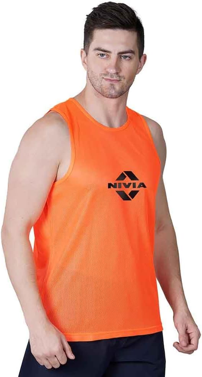 Nivia Micro Polyester Training Bibs (Floro Orange, XL) | Open Cut Design | Ideal for Training in Football, Soccer, and Rugby. image number 4