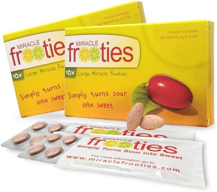 Miracle Frooties, Large Miracle Berry Tablet, 100% Natural Grown Miracle Fruit, Turn Sour Sweet, Change Taste Buds, Flavor Tripping, Tiktok Magic Miraculin, Sugar Free, 20 Count (Pack of 2-Yellow