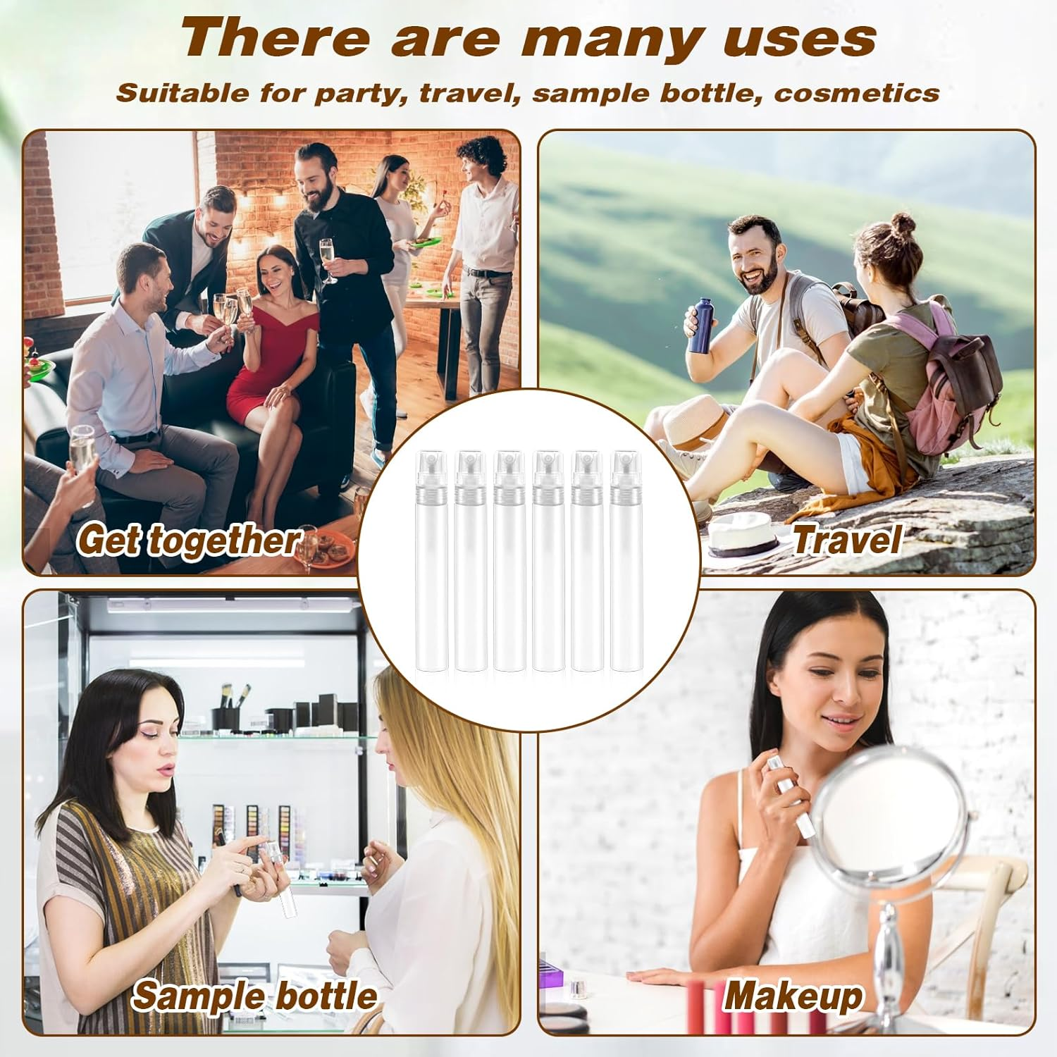 Mozeat Lens Pack of 6 Plastic Perfume Refillable 8 Ml Perfume Atomiser Mini Spray Bottle Portable Empty Perfume Sample Bottles for Travel Going Out image number 7