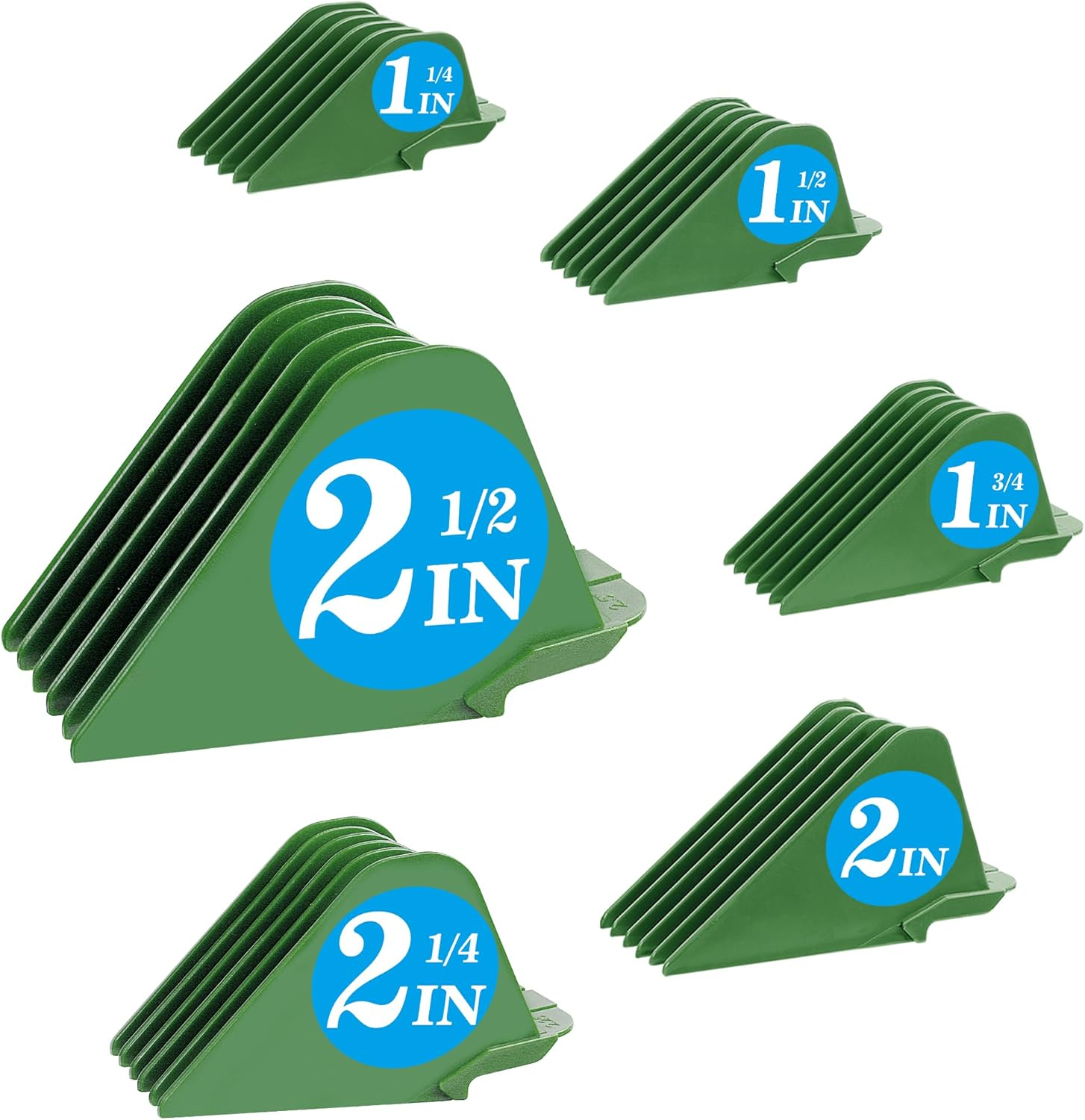 Clipper Guards for Wahl 10 12 14 16 18 20 Hair Clipper Guards 6Pcs Extra Long Clipper Guard Attachments 2.5 Inch Clipper Guides Multiple Sizes Universal 2.5", 2.25", 2", 1.75", 1.5", 1.25" (Blue)