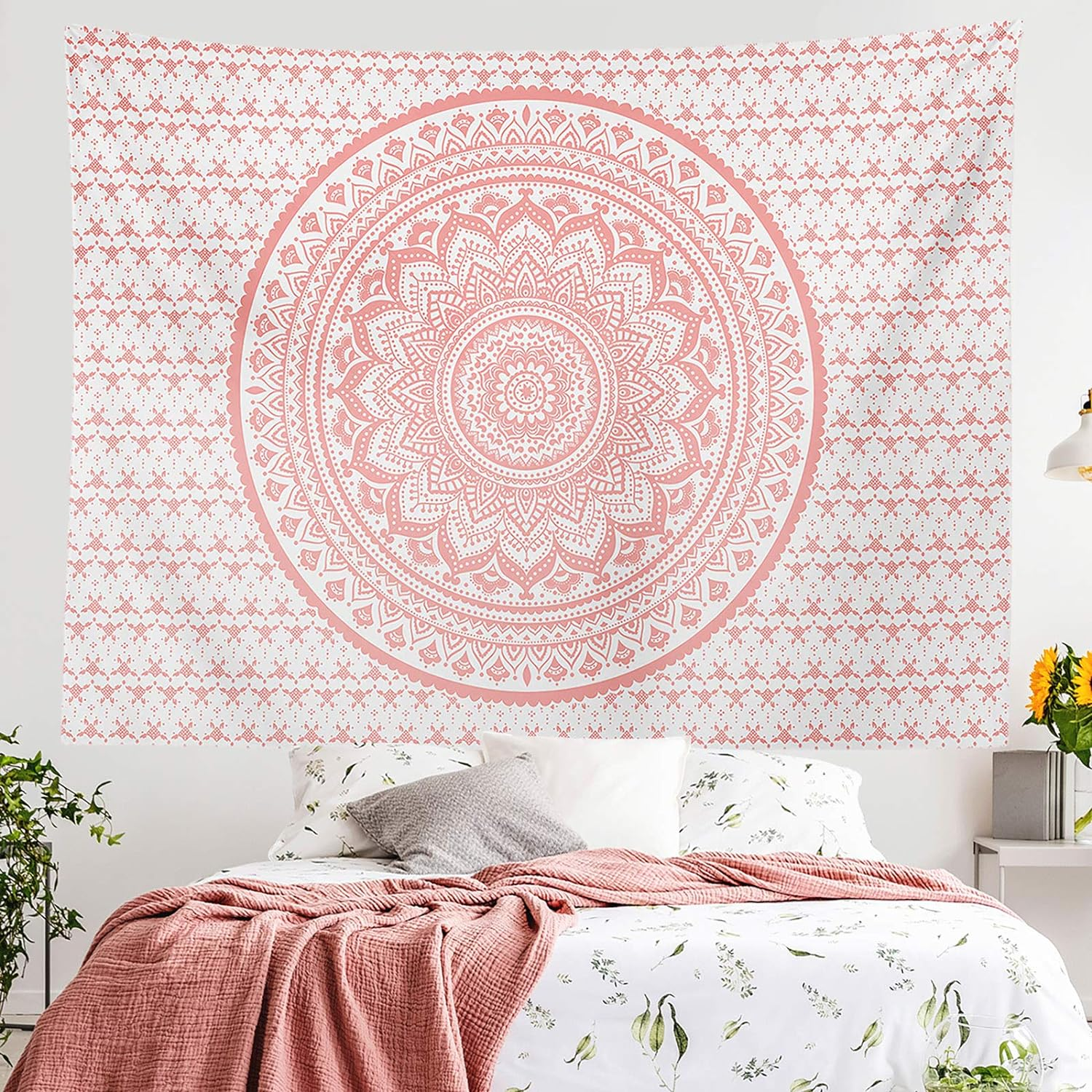 Ftuency Pink Mandala Tapestry, Indian Hippie Bohemian Psychedelic Tapestries Women Wall Hanging for Bedroom Teen Girl(Pink, 51.2" X 59.1") image number 6