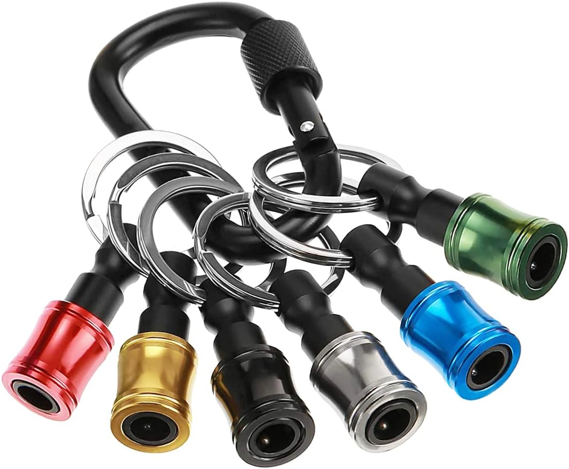 Saipe 6PCS Keychain Extension Bar Aluminum Alloy Screwdriver Bits Holder Set Portable Drill Screw Adapter Quick Release Extension Bar for 1/4Inch Hex Shank image number 3