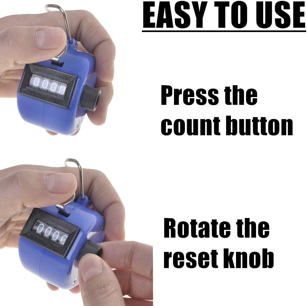 TOPTIE 2 PCS Clicker Counters, Plastic Mechanical Number Pitch Counters, 4-Digit Tally Counters for Sports Events - Blue image number 4