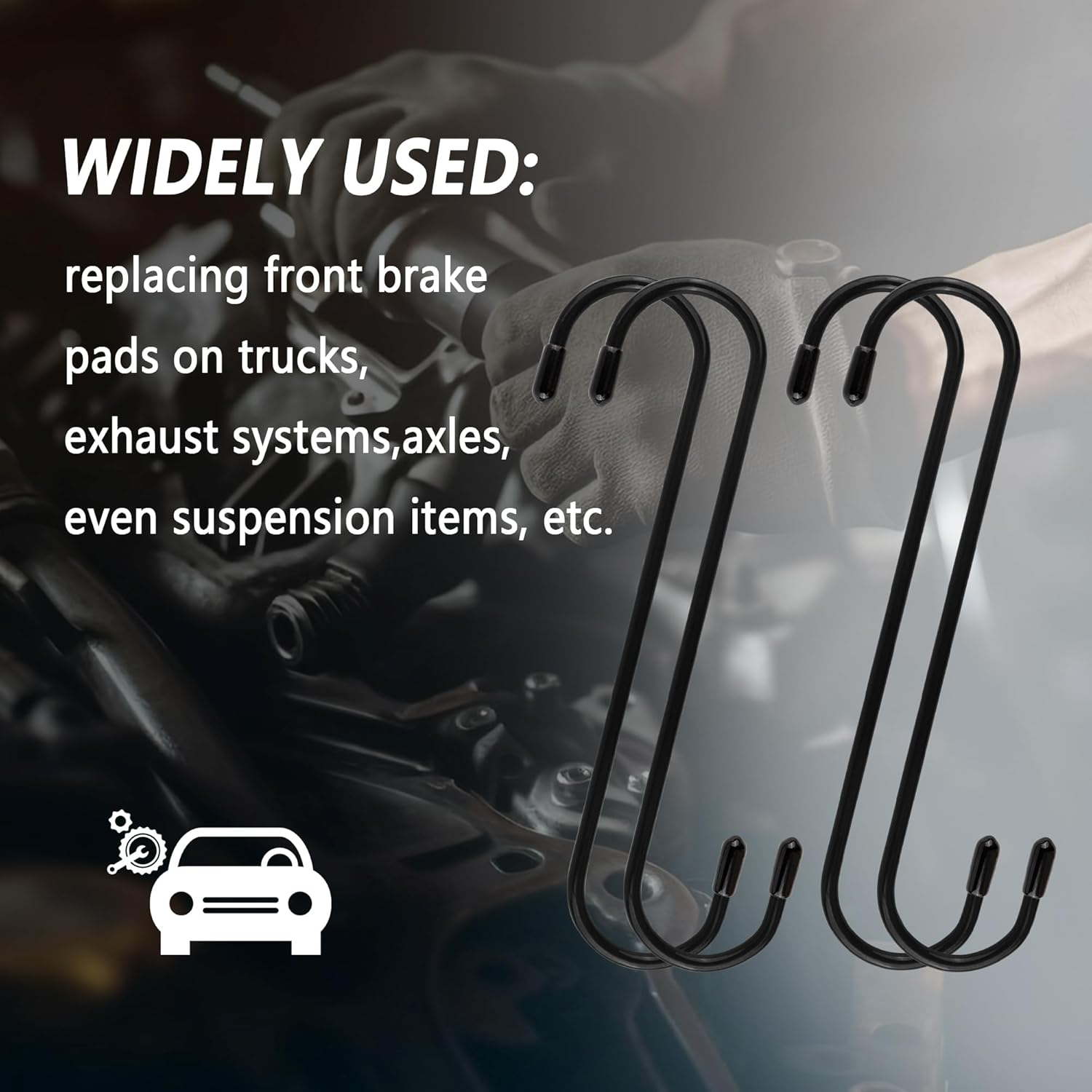 Junecarp 4PCS Brake Caliper Hangers,Durable Brake Caliper Hooks Suspension Tools for Changing Brake Pads,Strong Load-Bearing Brake Caliper Hanger Hooks Automotive Tool for Cars,Trucks (Black/4Pcs)