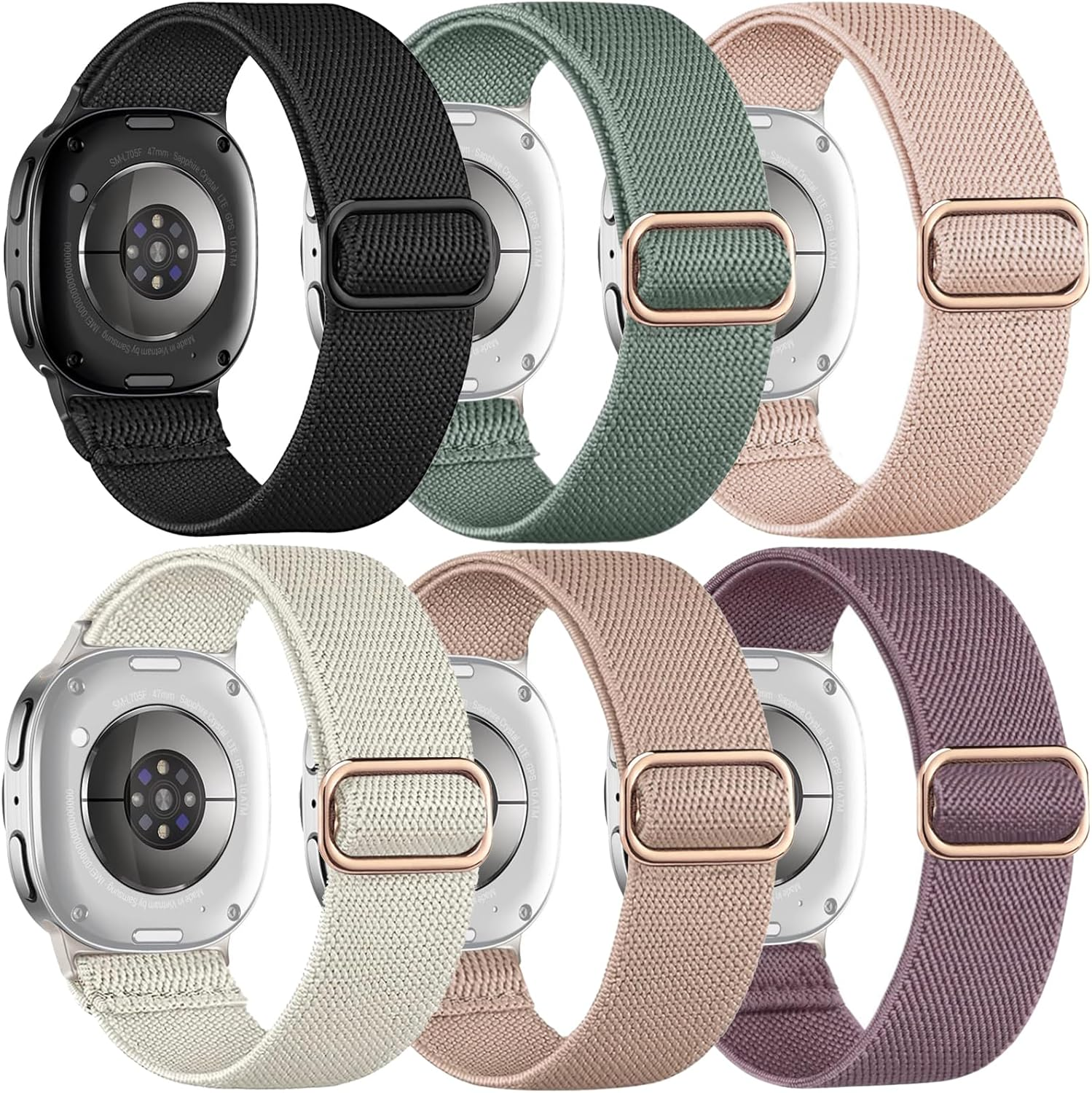 TUCOMO Pack of 6 Elastic Nylon Wristbands Compatible with Samsung Galaxy Watch 8 Strap 40 Mm 44 Mm/8 Classic 46 Mm, Loop Stretchy Replacement Strap for Samsung Galaxy Watch 8 Men Women image number 3