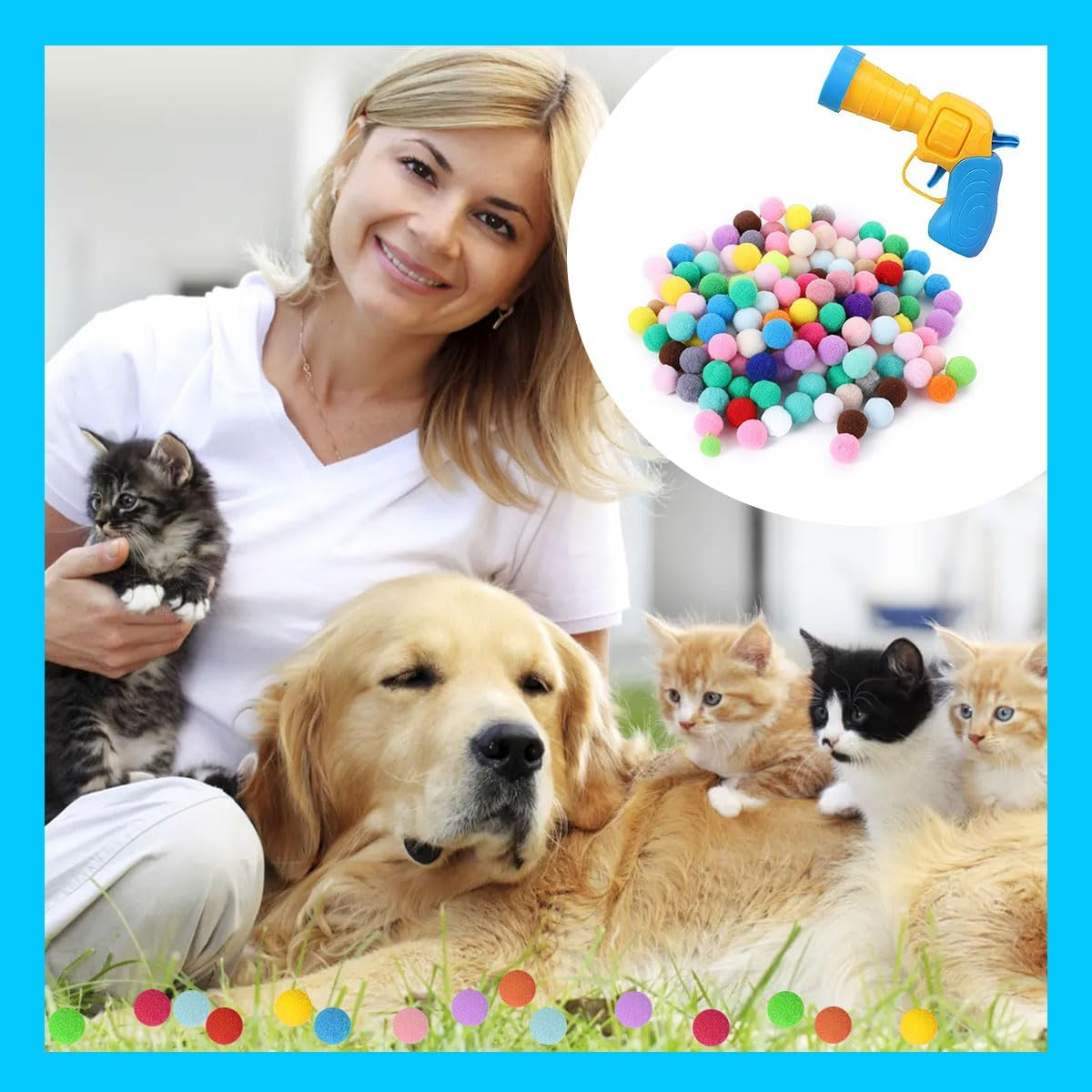 Cat Toy 50 Balls, Cat Ball Launcher, Cat Balls, Kitten Pompom Toy Balls, Plush Kitten Pet Toy Balls, Interactive Toy for Indoor Pet Cats Dogs image number 5