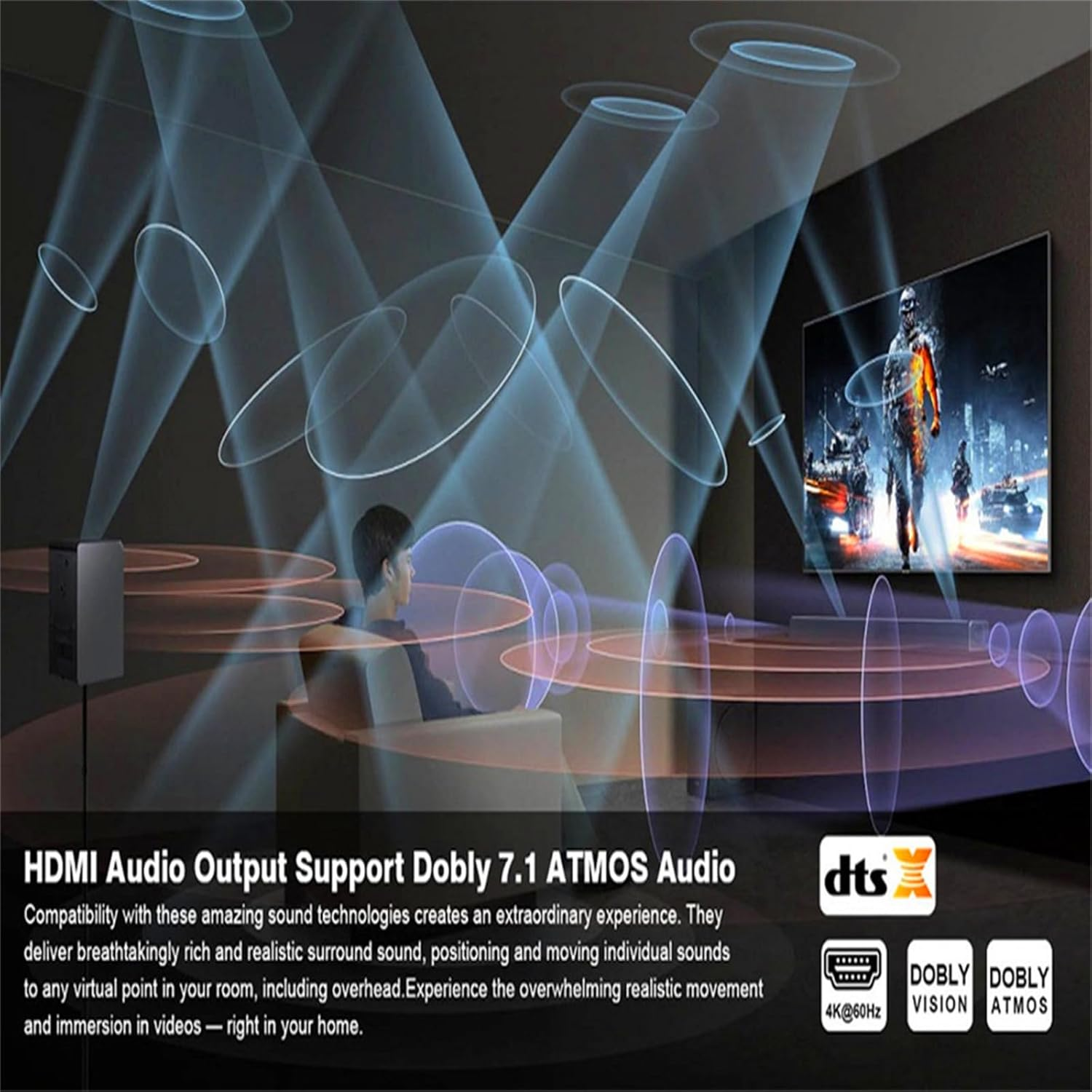 MOUDOAUER EARC HDMI 2.0 Audio Extractor 4K@120Hz HDMI to Optical 3.5Mm AUX Audio Adapter Supports 4K 1080P