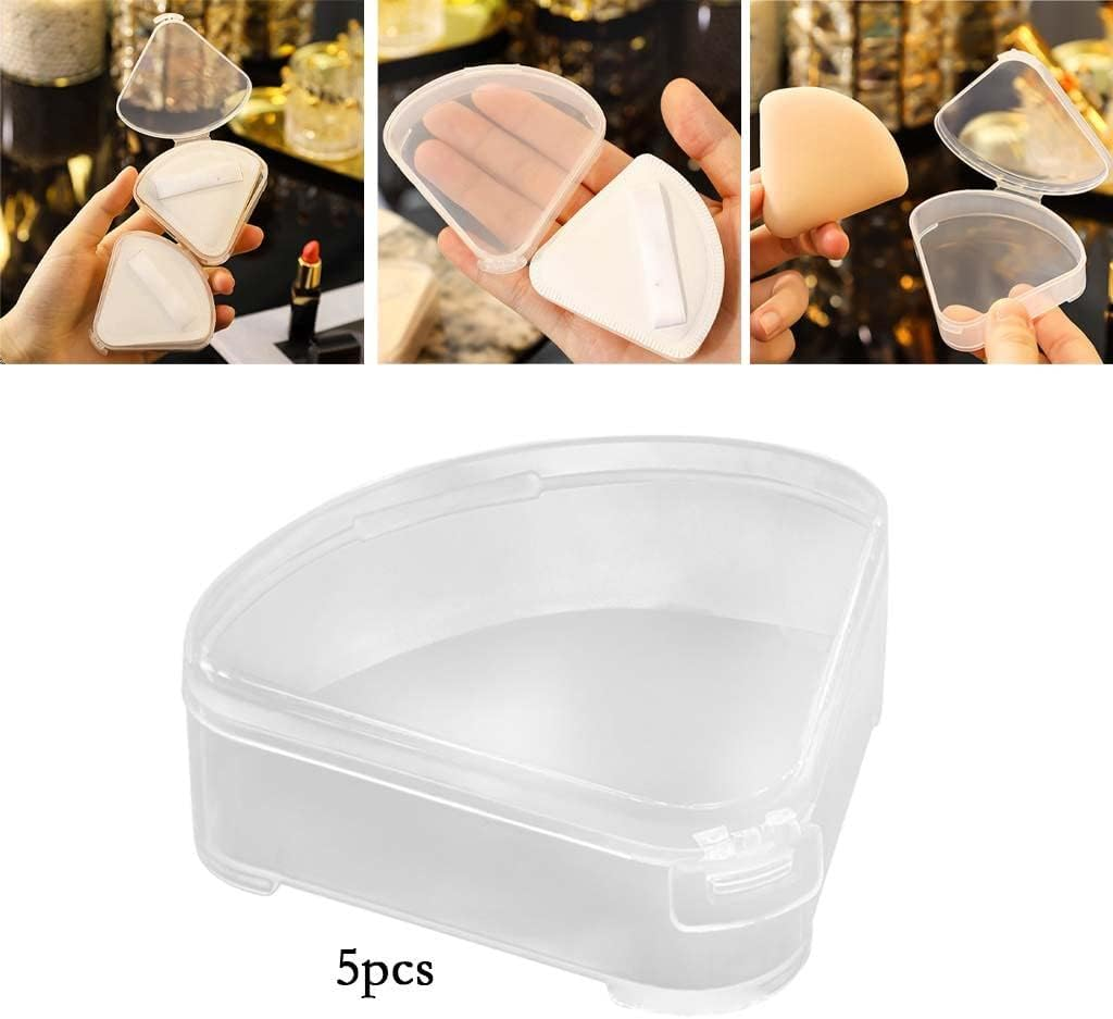 5Pcs Portable Triangle Puff Box Case anti Pollution Carrying Case for Travel