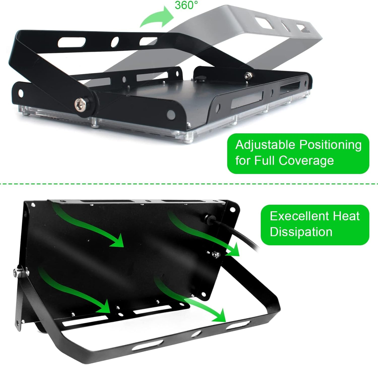 150W LED Flood Light Outdoor, Indmird 2PCS 15000LM LED Floodlight 6500K Daylight White Security Lights IP66 Waterproof Led Spot Light Led Work Light for Yard,Garage,Garden,Parking Lot, Park,Playground image number 2