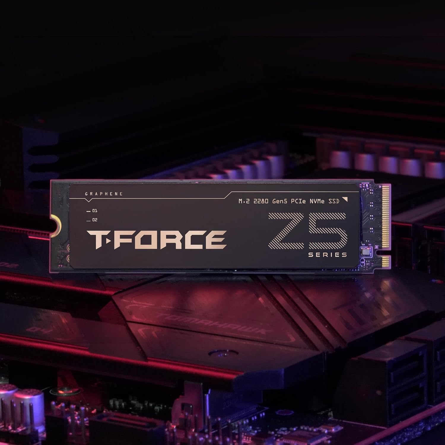 TEAMGROUP T-FORCE Z540 1TB DRAM SLC CACHE 3D TLC NAND Nvme Phison E26 Pcie Gen5X4 M.2 2280 Gaming SSD with Ultra-Thin Graphene Heat Spreader Read/Write 11700/9500 Mb/S TM8FF1001T0C129 image number 3