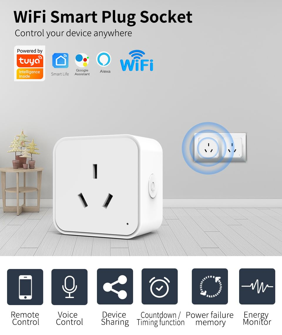 JR INTL Smart Plug, Wifi Outlet with Energy Monitor, Compatible with Alexa & Google Assistant, Smart Outlet with Timer & App Remote Control, Wifi Outlet for Home, No Hub Required (2) image number 3