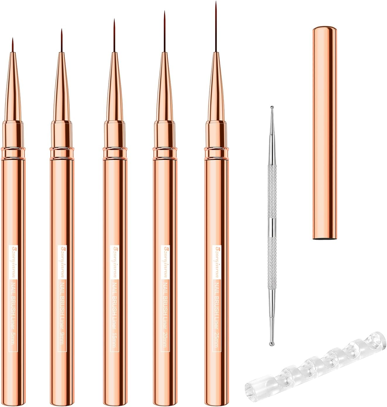 Nail Liner Brush, Fine Line Nail Art Brushes 5/9/15/20/25Mm Thin Line Nail Brushes Detail Drawing, Liner Brush for Nails Gel