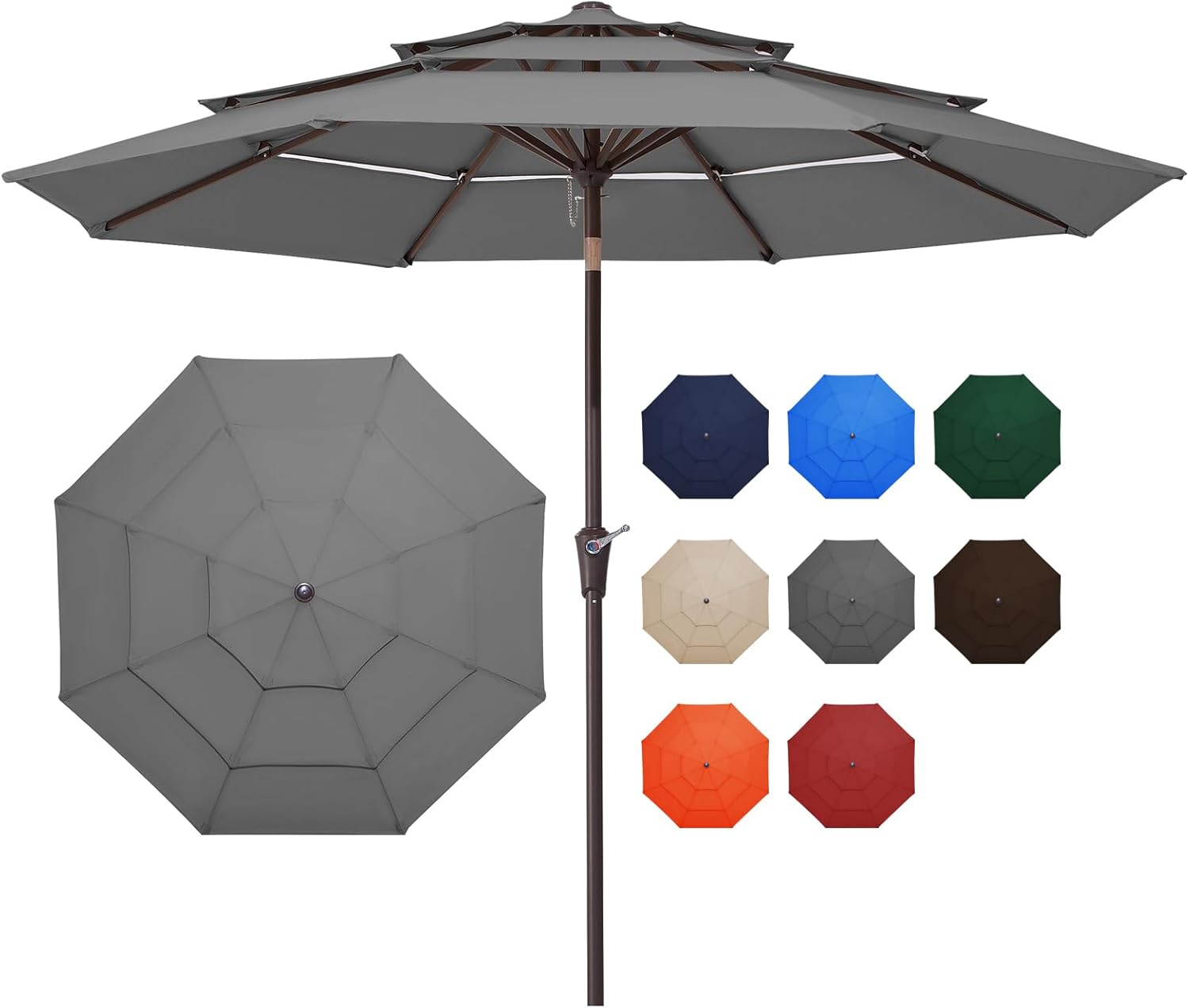 JEAREY 9FT 3 Tiers Patio Umbrella Outdoor Market Umbrella Table Umbrellas image number 1
