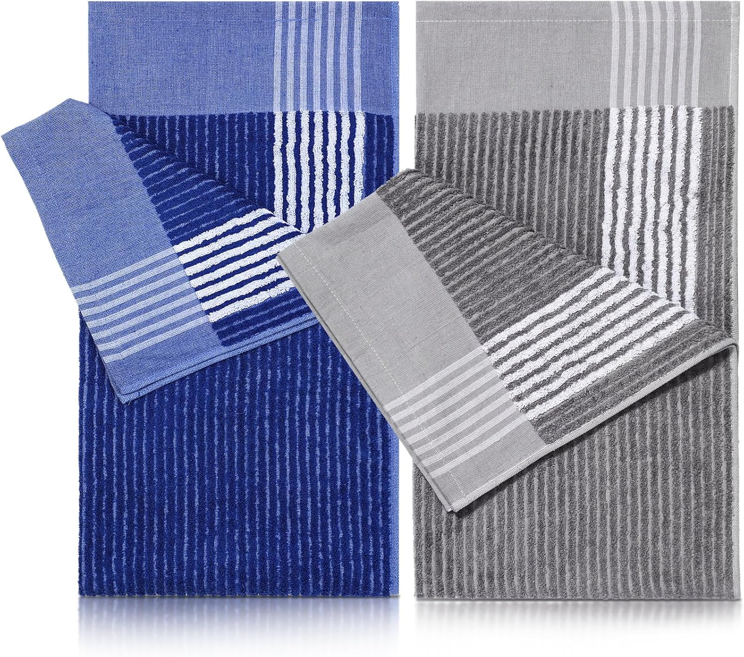 Buryeah Golf Towel 22 X 44 Inch Cotton Golf Caddy Towel Camping Large for Caddies Golfers Tour Players Club with Stripe(Blue,Gray,2 Pcs) - 3, Black,White,Blue image number 6