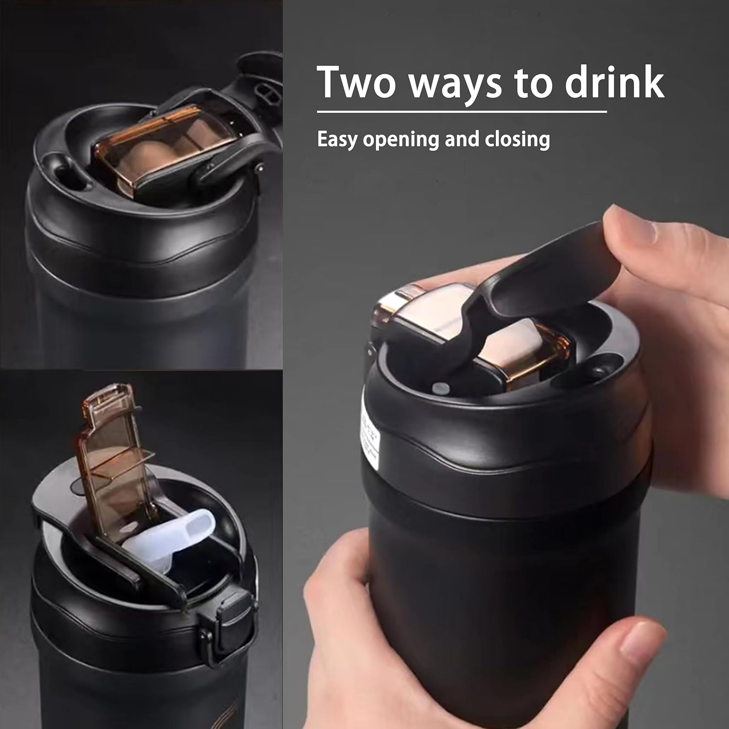 Nordquest Insulated Water Bottle with Straw, 20Oz Hot Water Bottle & Coffee Tumbler Travel Mug, Multi Purpose Metal Water Bottle for Coffee and Water image number 3