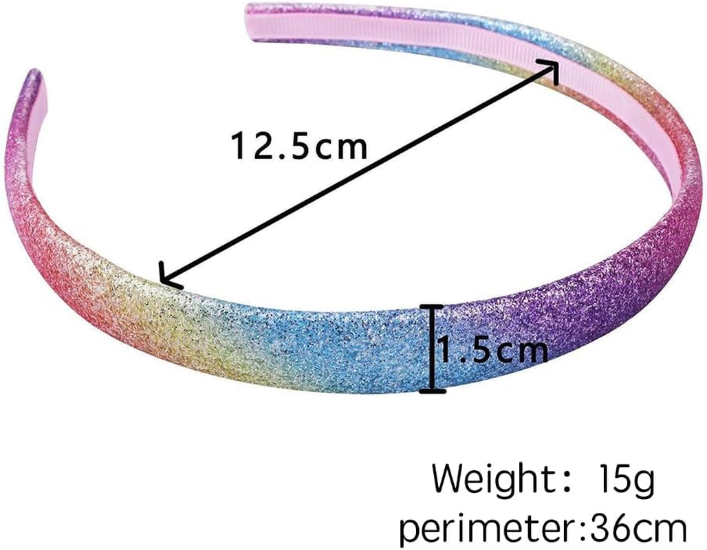 Visxcnu Pack of 4 Glitter Hair Bands Colourful Hair Accessories Plastic Glitter Cute Non-Slip Thick Glitter Confetti Rainbow Hair Bands with Teeth for Little Girls image number 4