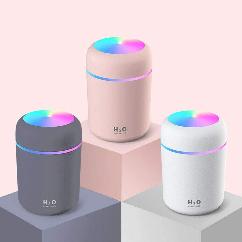 Kamon 300Ml Mini Ultrasonic Cool Mist Humidifier, 7 Color LED Night Light, 2 Mist Mode, Auto Shut-Off for Car, Home, Office, Travel (Grey) - Grey image number 2