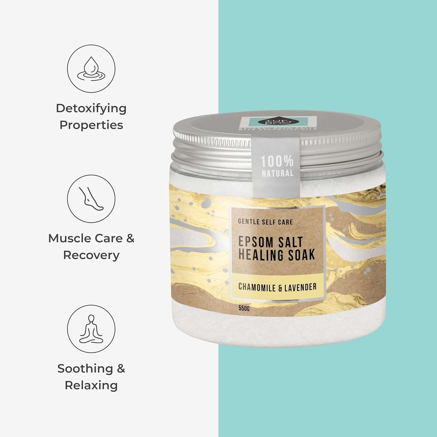 The Salt Box - Natural Epsom Salt Healing Bath Salts Soak - Chamomile & Lavender - 550G image number 2
