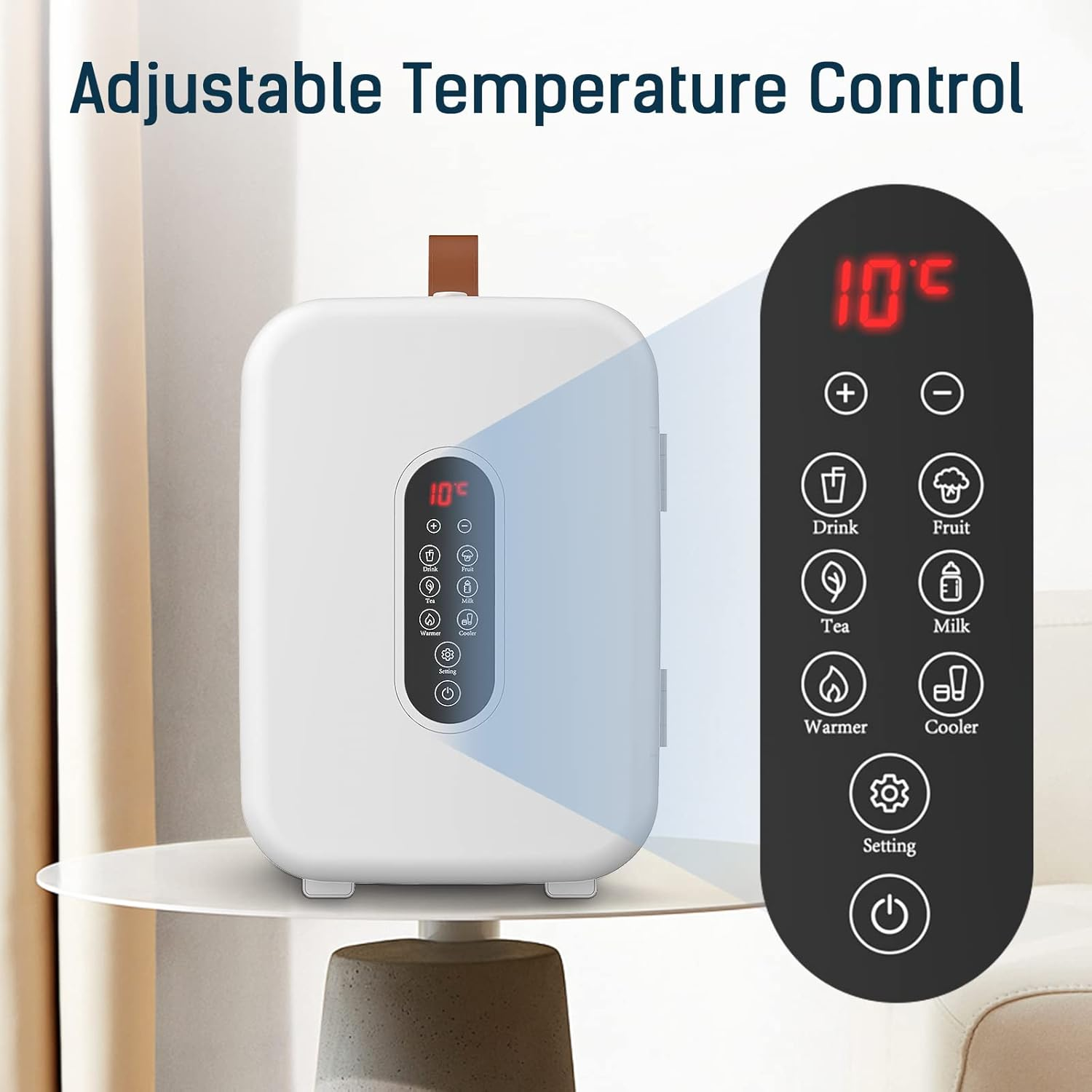 ADVWIN Mini Fridge, 10L Portable Mini Refrigerator Personal Small Fridge Cooler, 12V Compact Car Refrigerator, for Bedroom Home Office and Travel, White image number 6