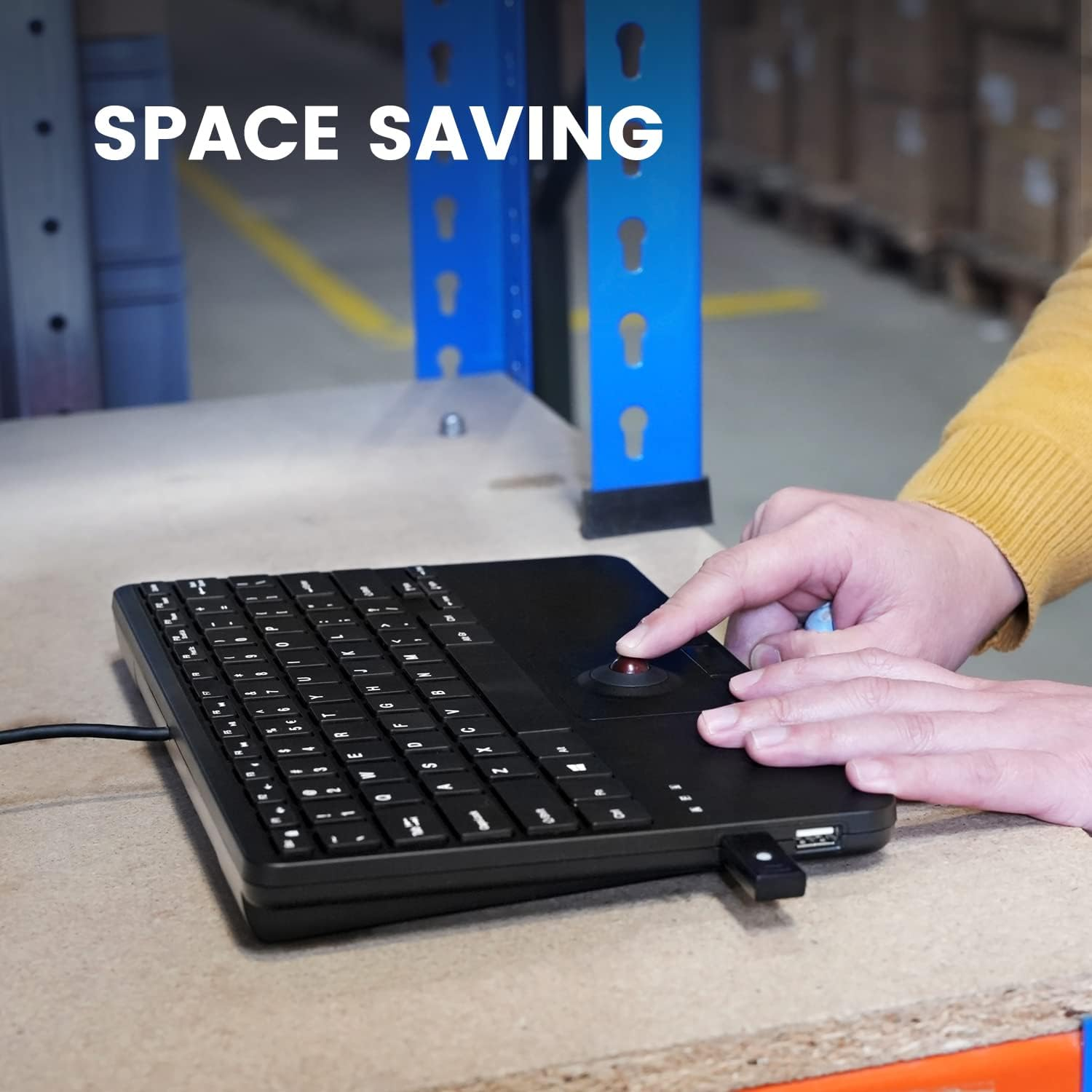 Perixx PERIBOARD-526 US, Wired Mini USB Keyboard with Trackball - X Type Scissor Keys - 11.18X7.17X1.1 Inches - Build-In 2 USB Hubs - US English image number 6