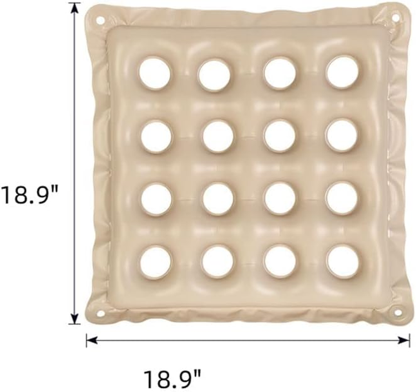 Inflatable Seat Cushions for Pressure Relief, Wheelchair Air Cushion for Bed Sore, Comfortable Waffle Pads，Cream 17X17Inch image number 2