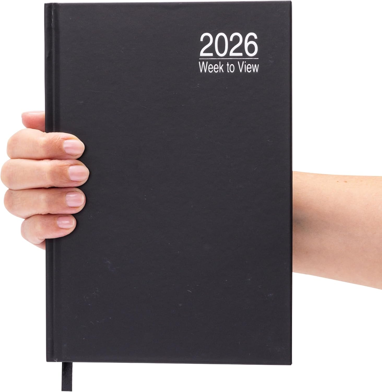 Evelay 2026 A5 Week to View Diary Full Year Planner Organiser Hardback Cover with Times (Black) - Grey image number 5
