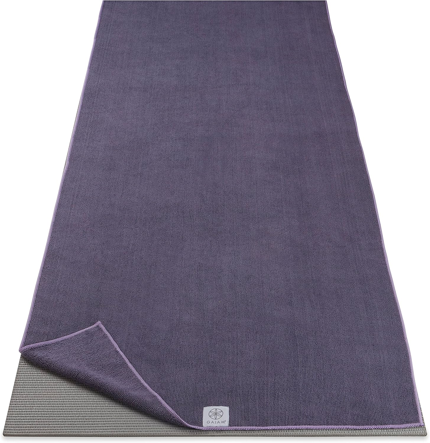Gaiam Yoga Mat Towel Microfiber Mat-Sized Yoga Towel for Hot Yoga (68" L X 24" W), Folkstone Grey