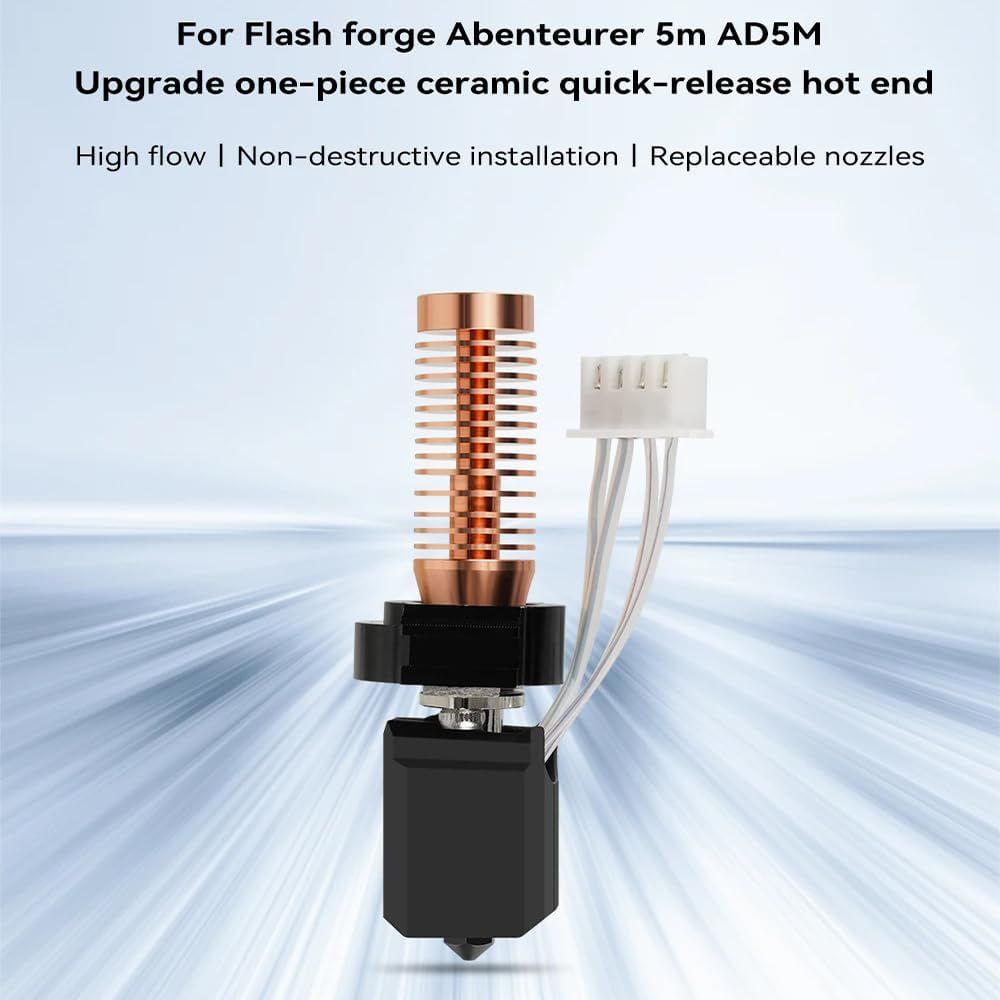 Adventurer 5M Ceramic Heating Block Kit,Ad5M Upgrade One-Piece Ceramic Quick-Release Hot End for Flashforge Abenteurer 5M/5M Pro Extruder Hot End Kit Replacement Accessories image number 6