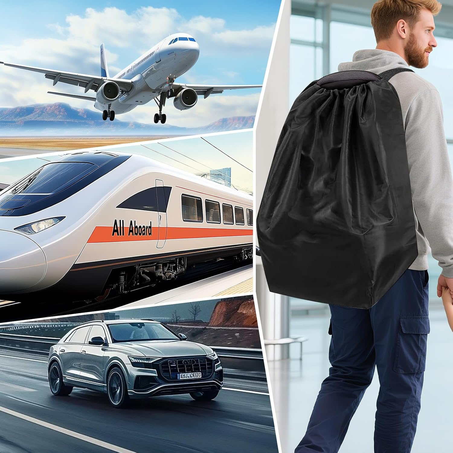 Pacify Infant Car Seat Travel Bag, Universal Baby Car Seat Dust Cover Gate Check Stroller Bag with Handle & Drawstring for Airplane Travel image number 1