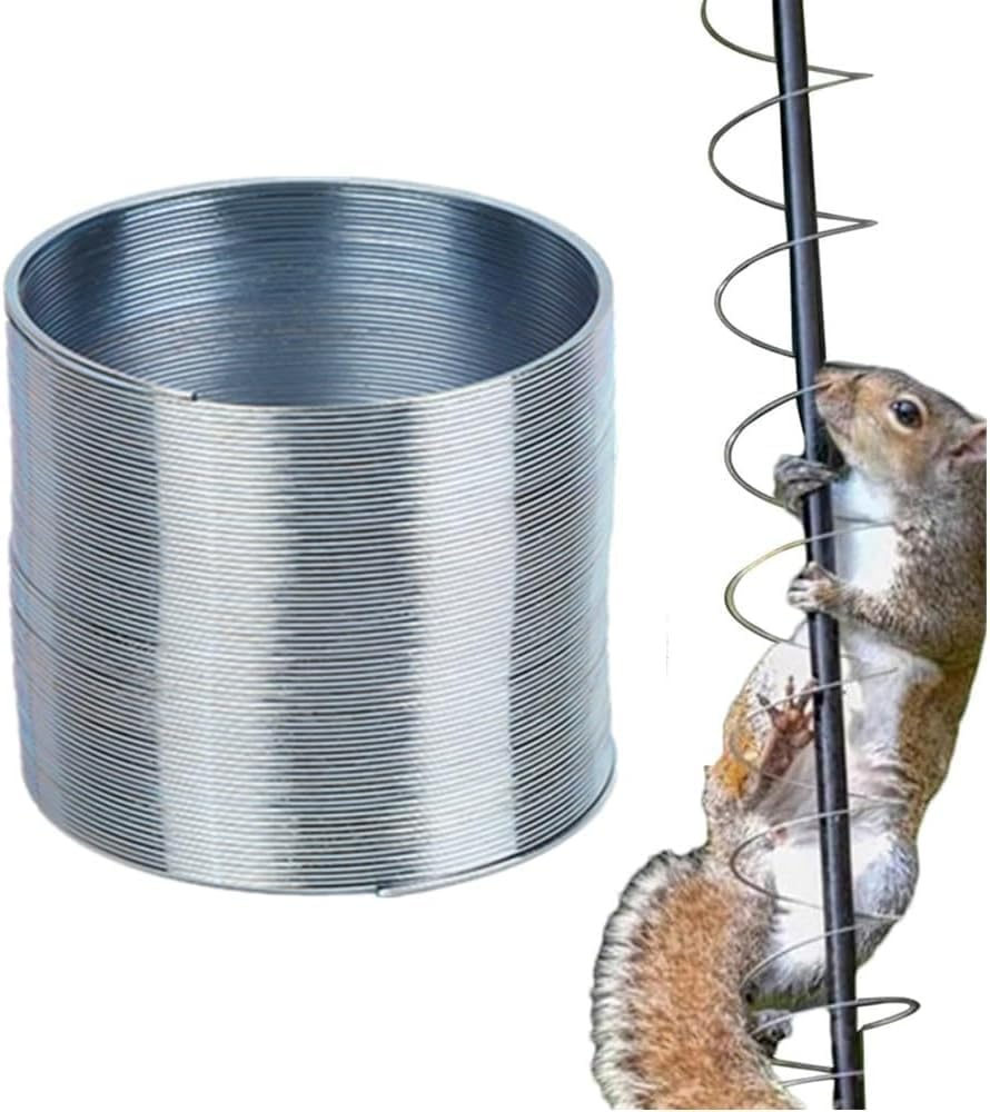 Metal Squirrel Barrier Squirrel Guard, Squirrel Proof Spring Device,Wrap around Coil Squirrel Baffle Spring anti Squirrel Spring Device for Outdoor Bird Feeder Accessories image number 2