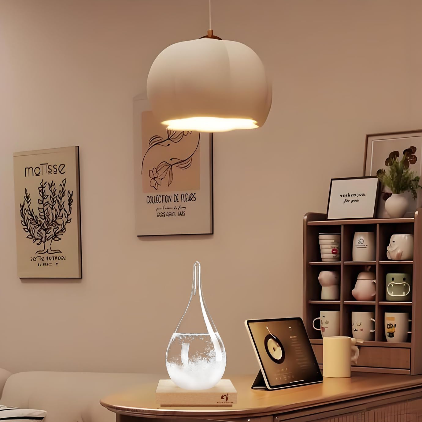 Storm Glass Weather Station - Cloud Storm Crystal Weather Forecast Bottle |Water Drops for Home and Office | Creative Stylish Decorative Desktop Weather Predictor | Weather Instrument image number 3