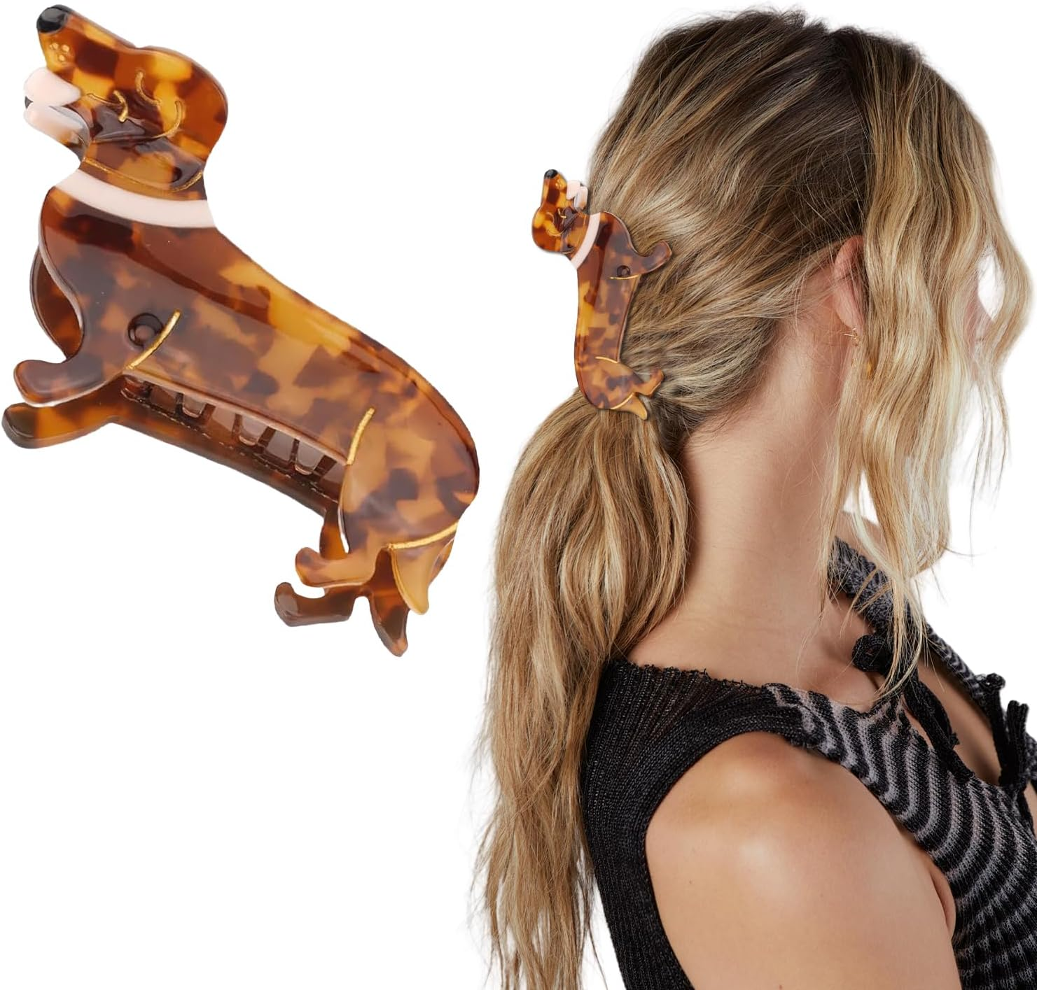 Cosmeria Dachshund Hair Clip for Women and Girls, Funny Volume Clip Made of High-Quality Acetate, Perfect Dog Hair Clip for All Occasions and Dachshund Lovers image number 2