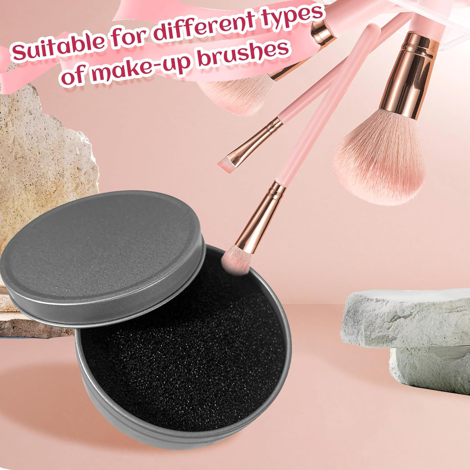 EKIND 2Pcs Dry Makeup Brush Cleaner Sponge, Double Sided Color Removal Cleaner Sponge,Travel Size, Quick Wash,No Water Needed, Removes Powder Cosmetics Color Instantly for Eye Shadow or Blush Color image number 1