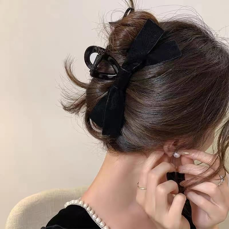 Velvet Bow Claw Clips for Women Bowknot Hair Clip Vintage Bow Hair Barrette for Tin Thick Hair Women Hair Jaw Clips Large Butterfly Clamps for Hair Claw Accessories