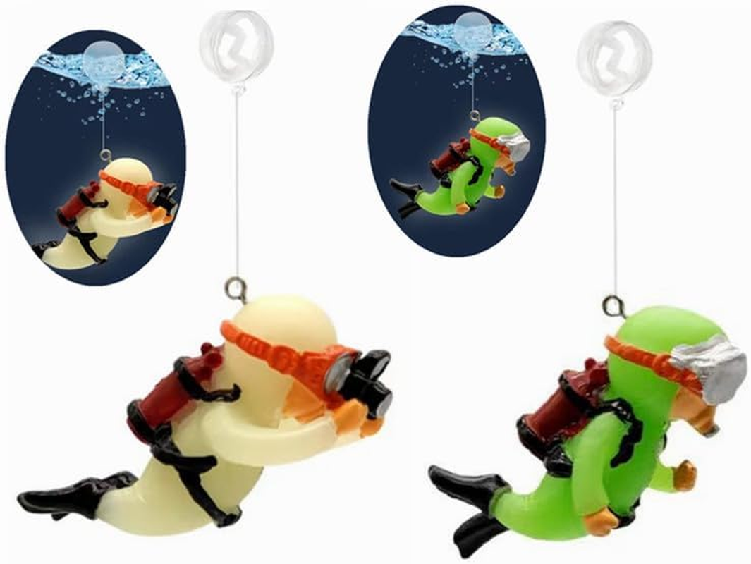 Floating Aquarium Decoration, Cute Device Fish Aquarium Decoration, Safe Fish Toy Betta Cichlid Gold Fish Shrimp Hermit Crab Game Companion Aquarium Accessories (Diver)