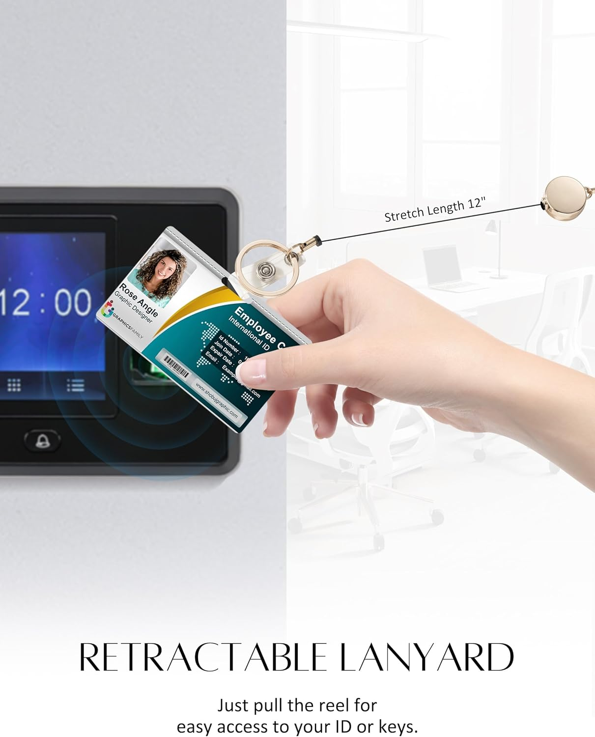 LENYNAL Lanyards for ID Badges and Keys, Natural Stone Retractable Lanyard Durable 3.0 Beaded Lanyard for Teacher Women image number 2