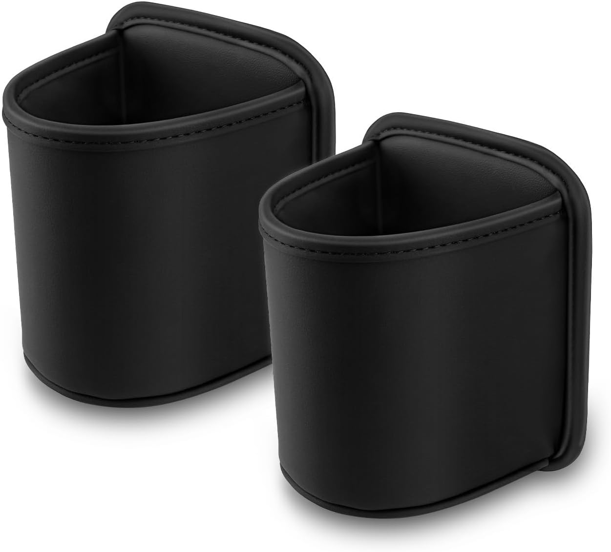 2 Pack Large Cup Holder for Car Door Pocket Seat Clip on Beverage Drink Holders Organizer Scratch-Resistant PU Leather Black image number 4