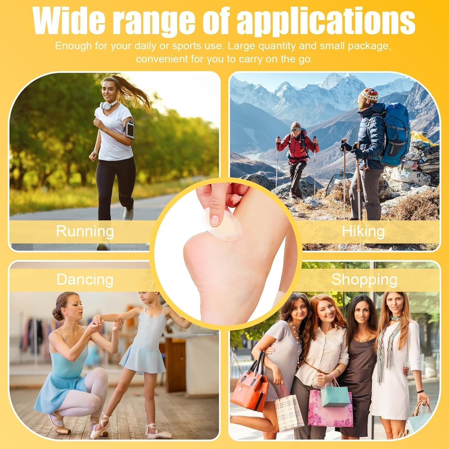 Blister Bandages, 40Pcs Hydrocolloid Waterproof Adhesive Bandages, Invisible Gel Blister Cushionsfor Foot, Toe, and Heel Blister Prevention and Recovery (4 Styles,40Pcs) image number 3