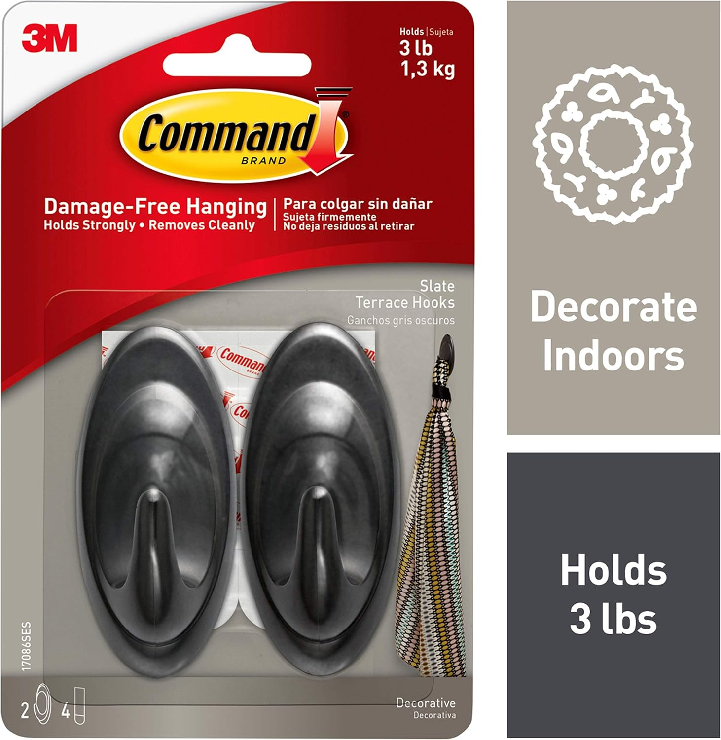 Command 3M Company 17086S, Medium, Slate Terrace Hook image number 1