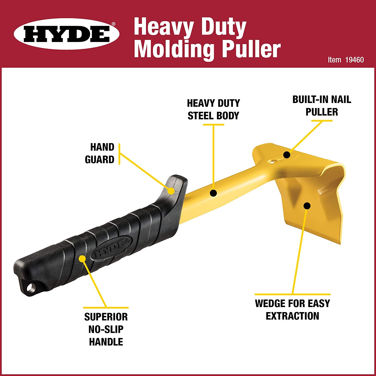 HYDE 19460 Trim Puller, Yellow image number 2