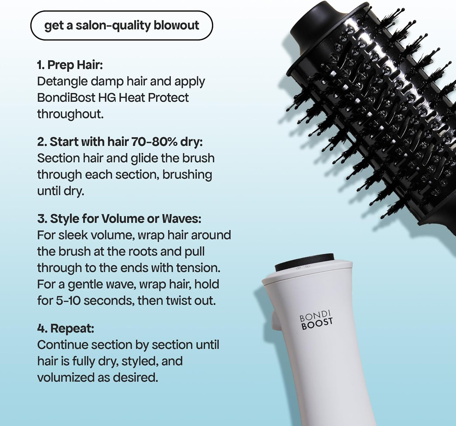 BONDIBOOST 51 Mm Blowout Brush Pro 3-In-1 Hair Dryer Brush image number 4